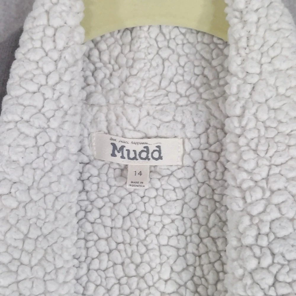 Mudd Sherpa Lined Vest Girls 4 Gray‎ Open Front Fleece Cozy Winter Layering Warm